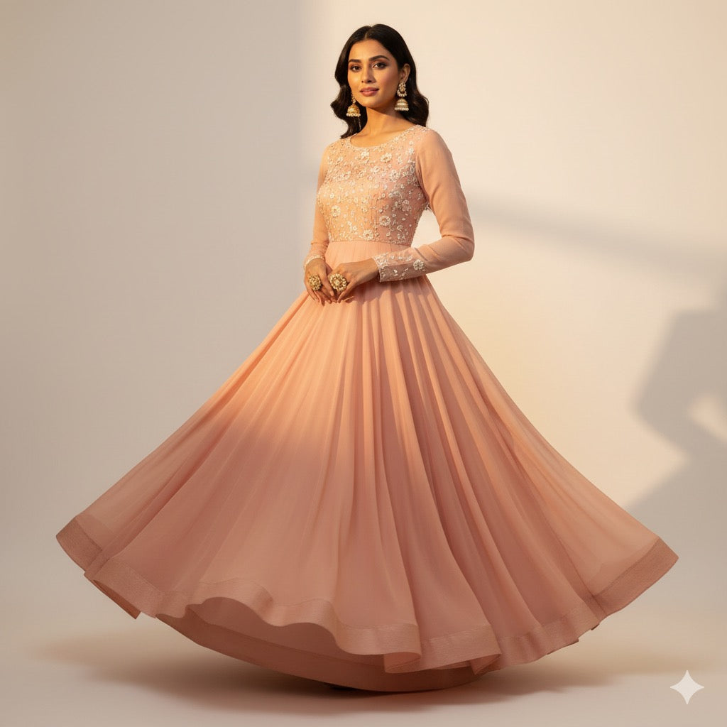 Desi Pehnaav - Peach Blossom Anarkali Gown